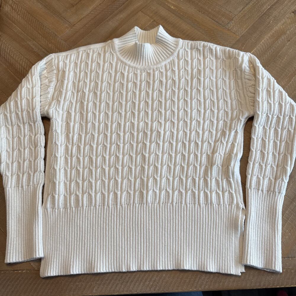 Cyrus Cream Cable Knit Mock Neck Sweater Textured Pullover Women’s Small